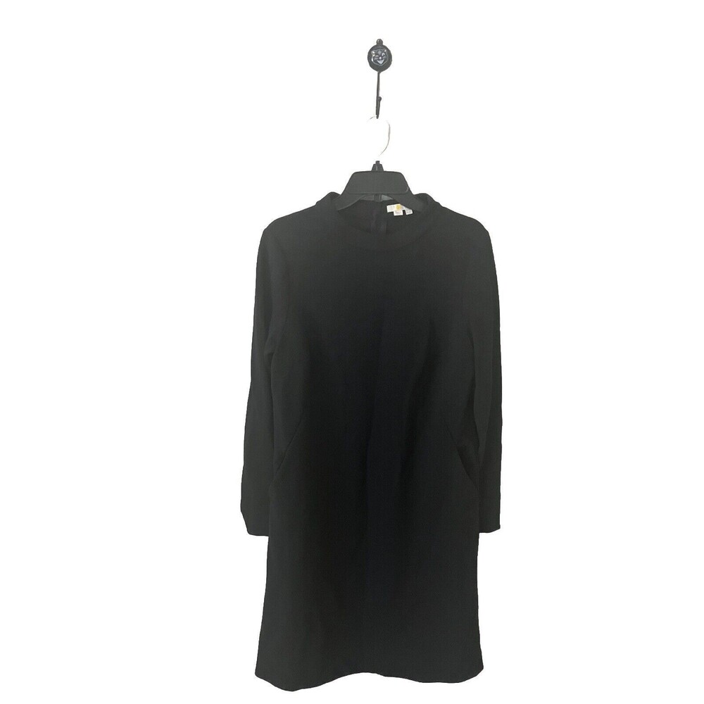 Boden Dress Womens Size 10L Black Ribbed Cotton Blend Shift